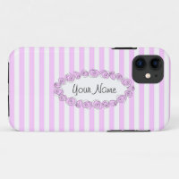 Nom Lilac rose coque iphone rayé horizontal