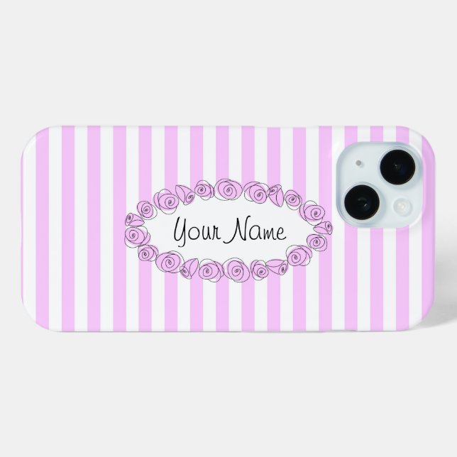 Nom Lilac rose coque iphone rayé horizontal (Verso (horizontal))