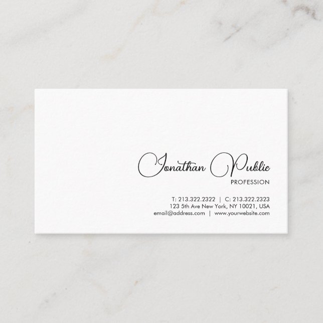 Nom manuscrit Carte de visite tendance (Devant)