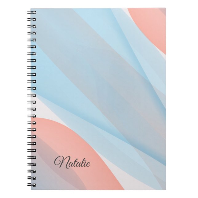 Nom minimal bleu corail Carnet photo spirale (Devant)