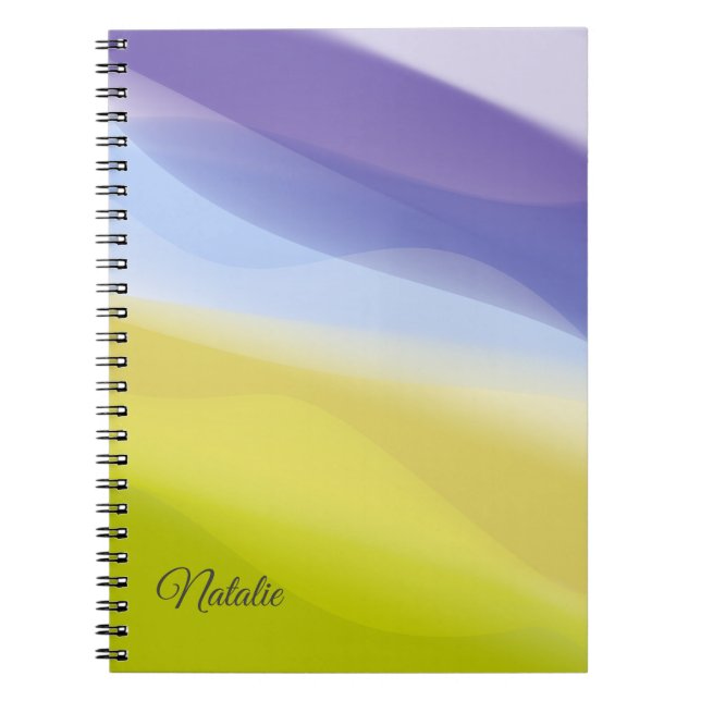 Nom minimal jaune lavande Carnet photo spirale (Devant)