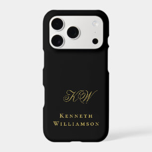 Nom minimaliste élégant en or noir Monogramme Homm
