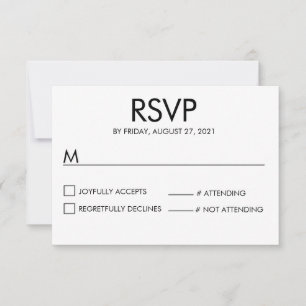 Nom moderne Mariage RSVP Carte de réponse Blanc
