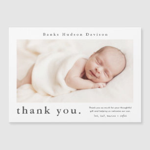 Nom moderne Photo Carte de remerciements bébé