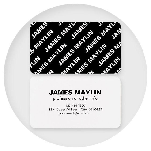 Nom modifiable répété en gras | Blanc noir simple (Créateur téléchargé)