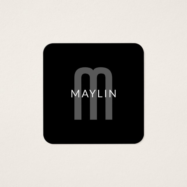 Nom Monogramme d'apparence moderne | Noir gris bla (Devant)