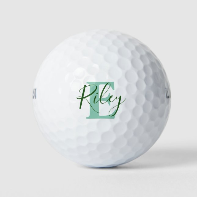 Nom monogramme de golf initial balles de golf vert (Devant)