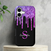 Nom Monogramme Gouttes de Paillettes Rose Violet