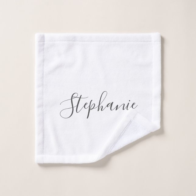 Nom Monogramme Gris Blanc Élégant Couleur personna (Gant de toilette)