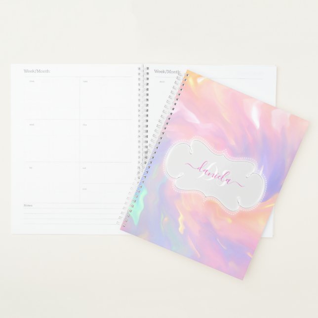 Nom Monogramme Holographe Royal Quinceañera rose (Devant avec enveloppe)