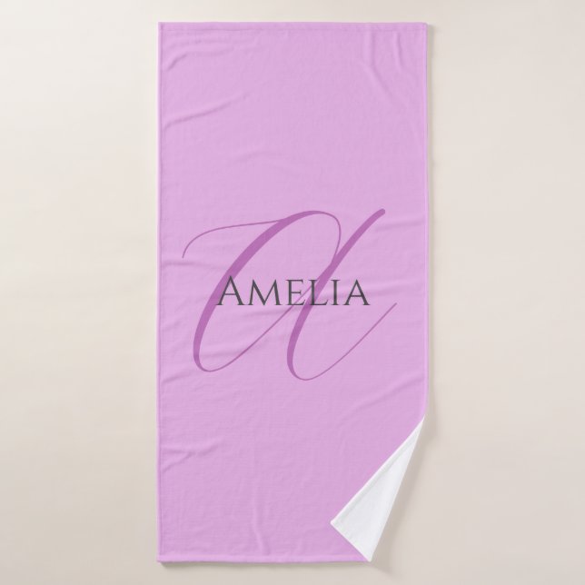 Nom Monogramme Lettre initiale Orchid & Lilac (Serviette de bain)