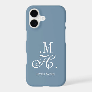 Nom Monogramme Moderne Bleu Blanc