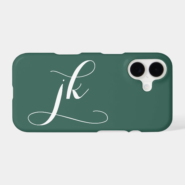 Nom Monogramme Moderne Vert Forêt Blanc (Verso (Horizontal))