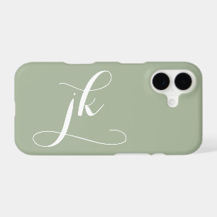 Nom monogramme moderne vert sauge blanc