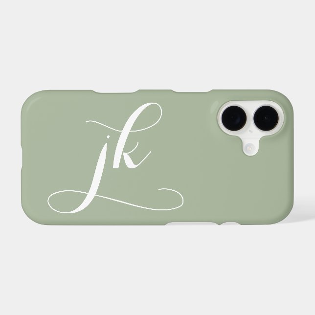 Nom monogramme moderne vert sauge blanc (Verso (Horizontal))