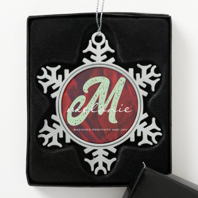 Nom Monogramme Ornement de Noël personnalisé (Boîte)