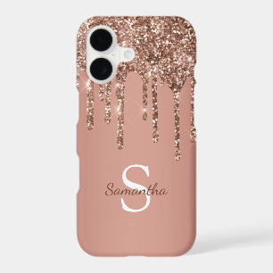 Nom Monogramme Paillettes Rose Gold Goutte