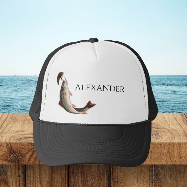 Nom monogramme Pêcheurs Casquette de pêche à la vo (Créateur téléchargé)