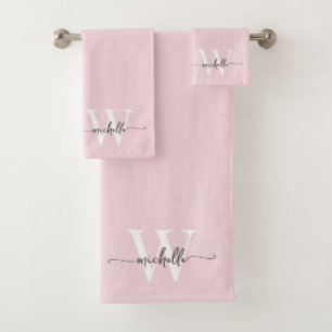 Nom Monogramme Rose Pâle Moderne Écriture Élégante