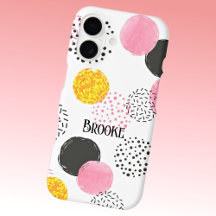 Nom, motif abstrait or noir rose