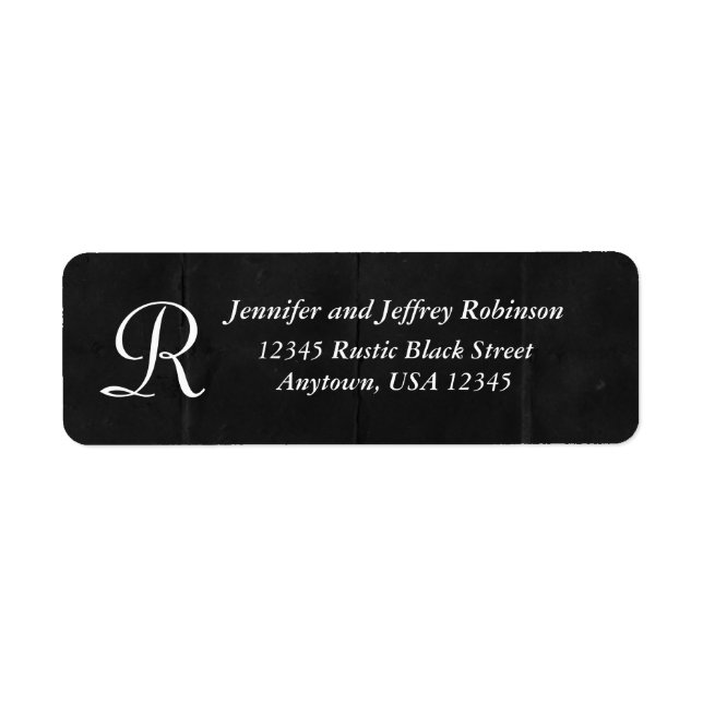 Nom noir rustique et Monogramme blanc Étiquette de (Devant)