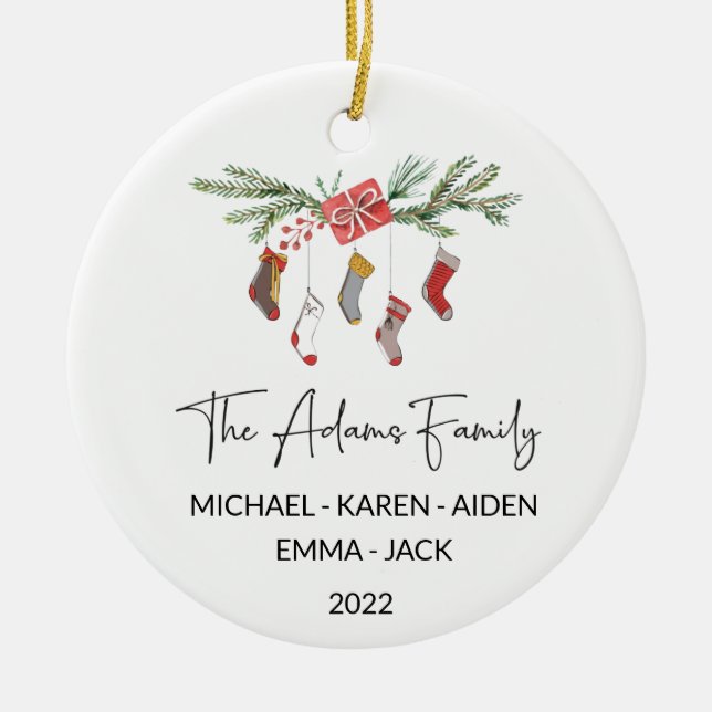 NOM Ornement de Noël familial personnalisé (Devant)