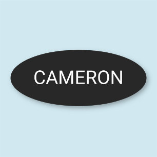 Nom ovale noir Balise Badge Pin ou Magnétique 3 po