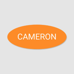 Nom ovale orange Balise Badge Pin ou Magnétique 3