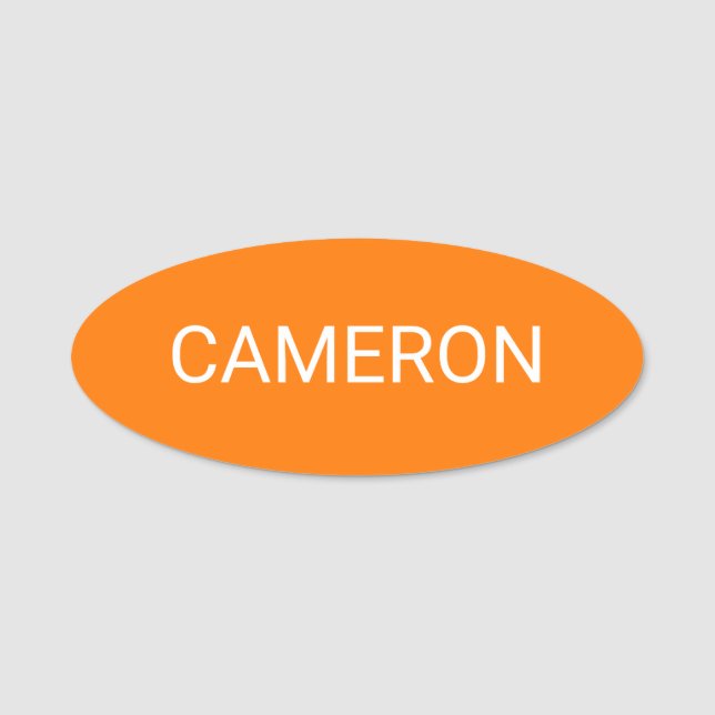 Nom ovale orange Balise Badge Pin ou Magnétique 3  (Devant)