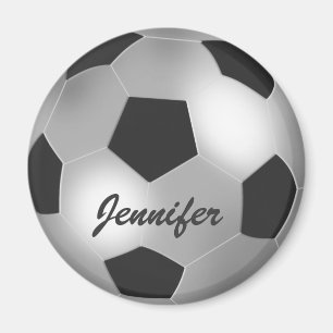 Nom personnalisable argent Soccer Magnets de balle