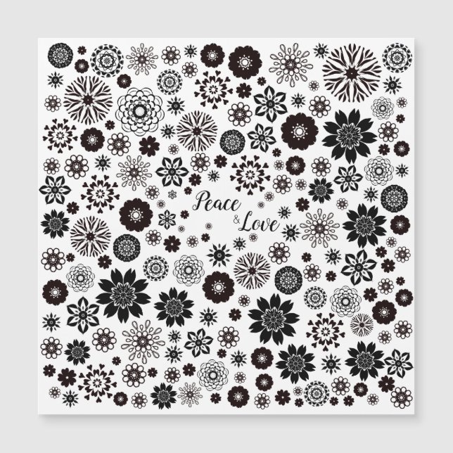 Nom personnalisable Modèle floral noir et blanc (Devant)