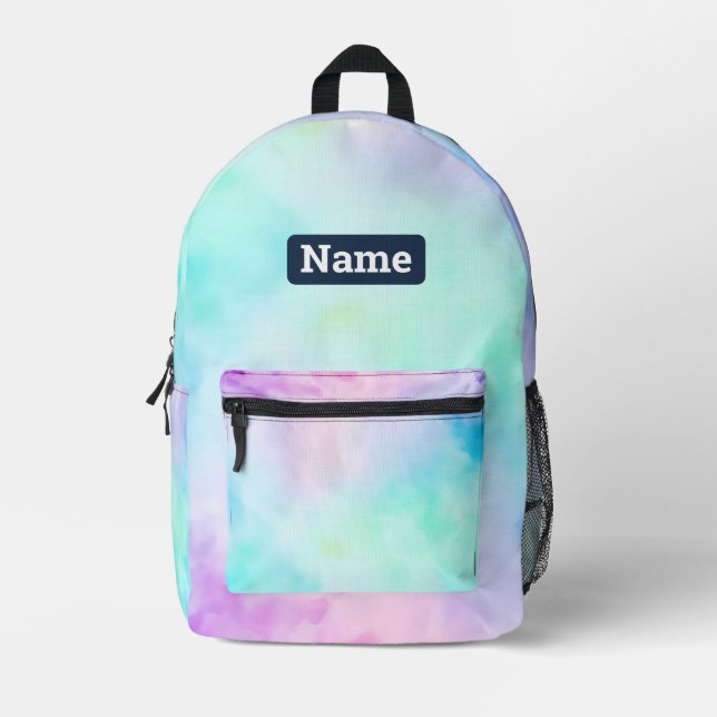 Nom personnalisable Pastel Tie Dye Sac à dos (Recto)