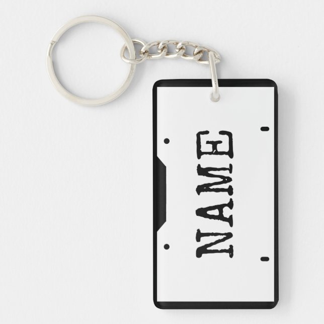 Nom personnalisable Plaque de licence Blanc Bordur (Devant)