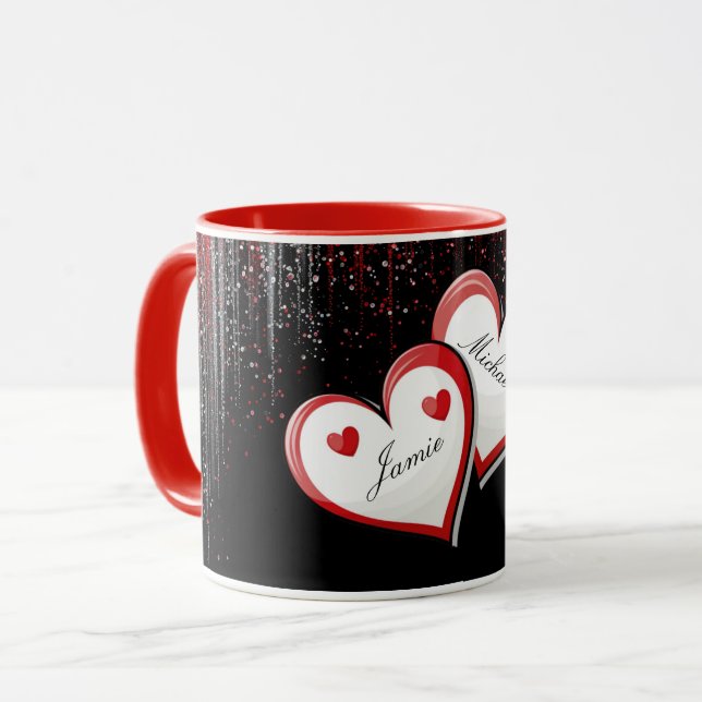 Nom personnalisable Valentine's Day Hearts Mug (Devant gauche)