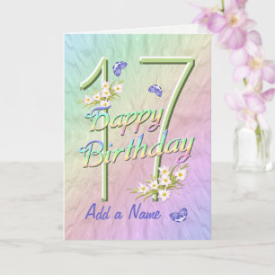 Nom personnalisé 17e anniversaire Papillon Carte d