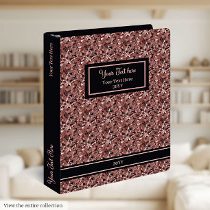 Nom personnalisé 3 anneau Classeur Rose or et noir