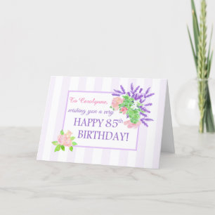 Nom personnalisé 85e anniversaire avec carte Fleur