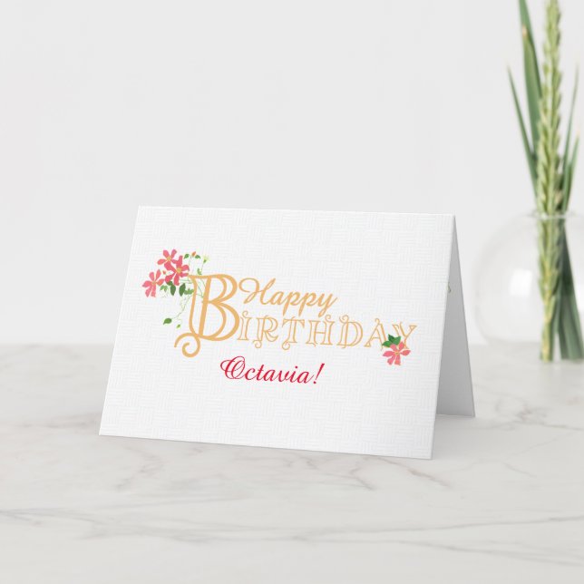 Nom personnalisé Anniversaire avec carte Fleurs Cl (Devant)