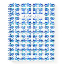 Nom personnalisé Aquarelle Bleu Carnet Floral