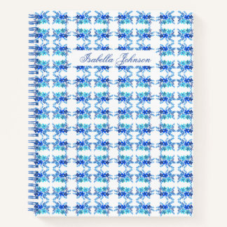 Nom personnalisé Aquarelle Bleu Carnet Floral