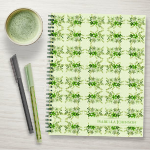 Nom personnalisé Aquarelle Vert Carnet Floral