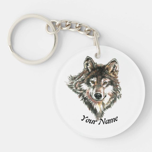 Nom personnalisé Aquarelle Wolf Animal Art (Devant)