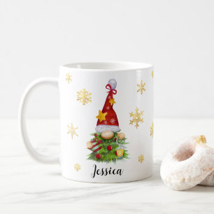 Nom personnalisé Arbre de Noël Gnome Mug classique