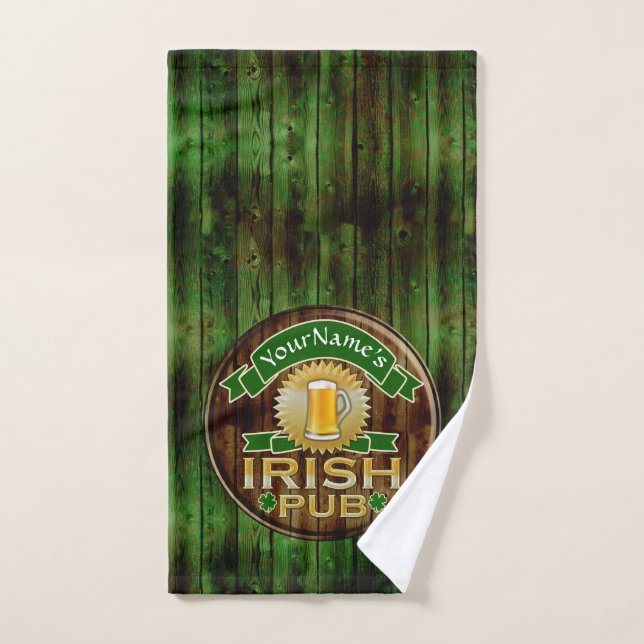 Nom personnalisé Bar Irish Pub Signal Jour de la S (Serviette à main)