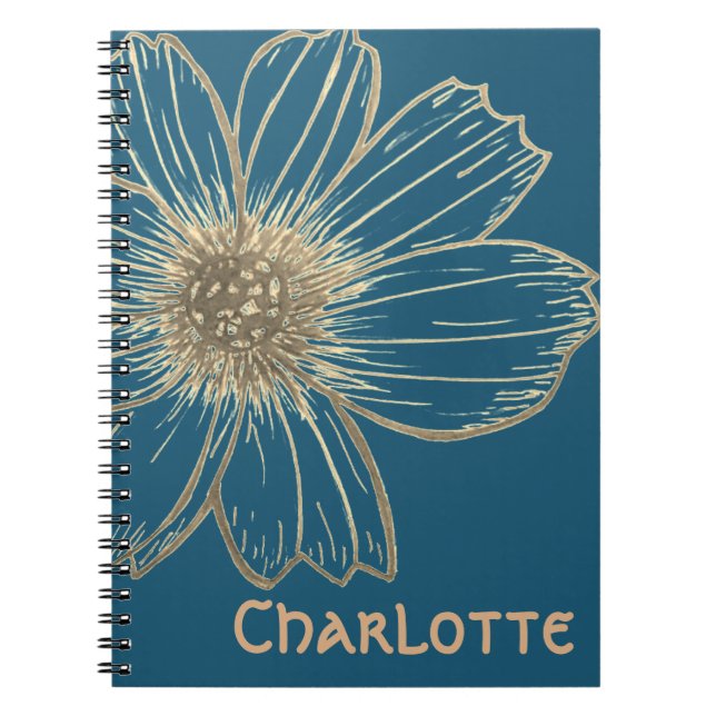 Nom personnalisé Beau Carnet de conception de fleu (Devant)