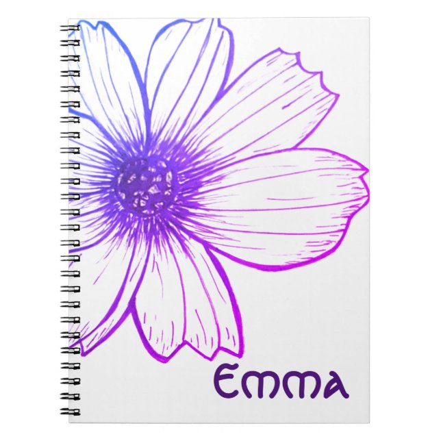 Nom personnalisé Beau Carnet de conception de fleu (Devant)