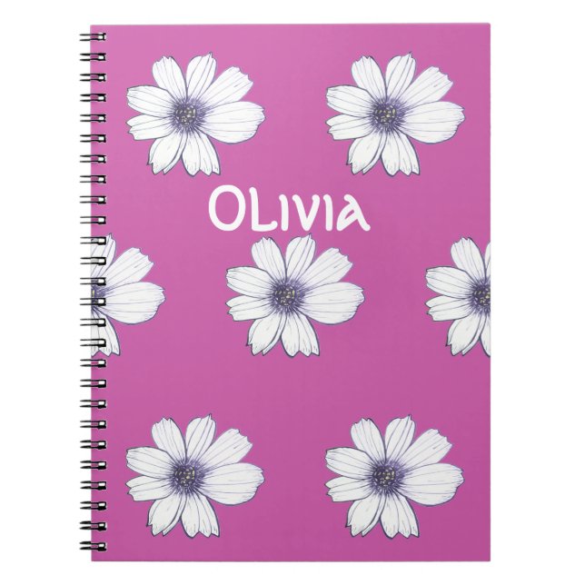 Nom personnalisé Beau Carnet design rose fleur (Devant)