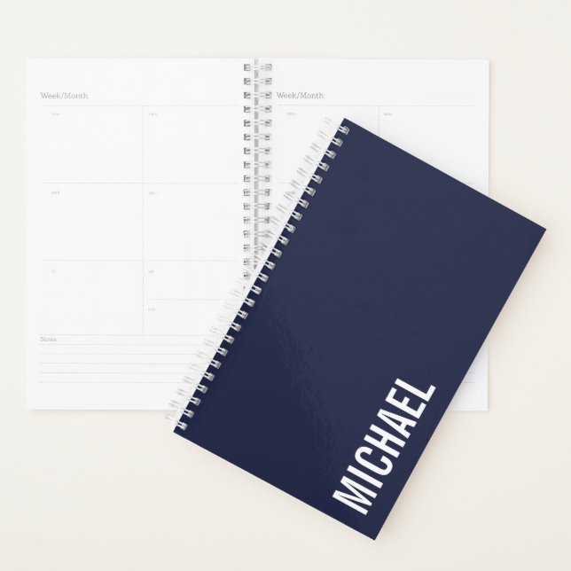 Nom personnalisé bleu marine moderne minimaliste (Devant avec enveloppe)