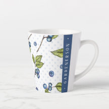 Nom personnalisé Blueberries Latte Mug