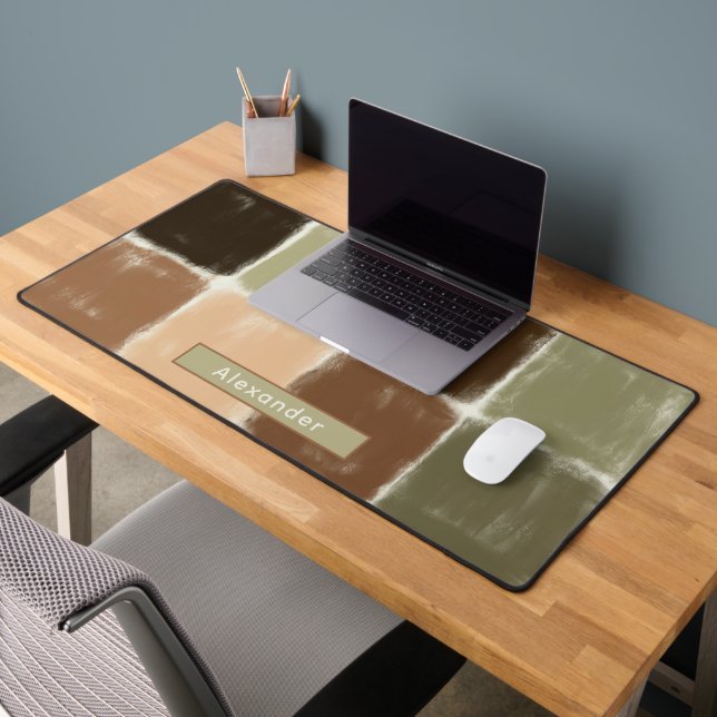 Nom personnalisé Boho Sage Green Terracotta Deskma (Bureau 2)
